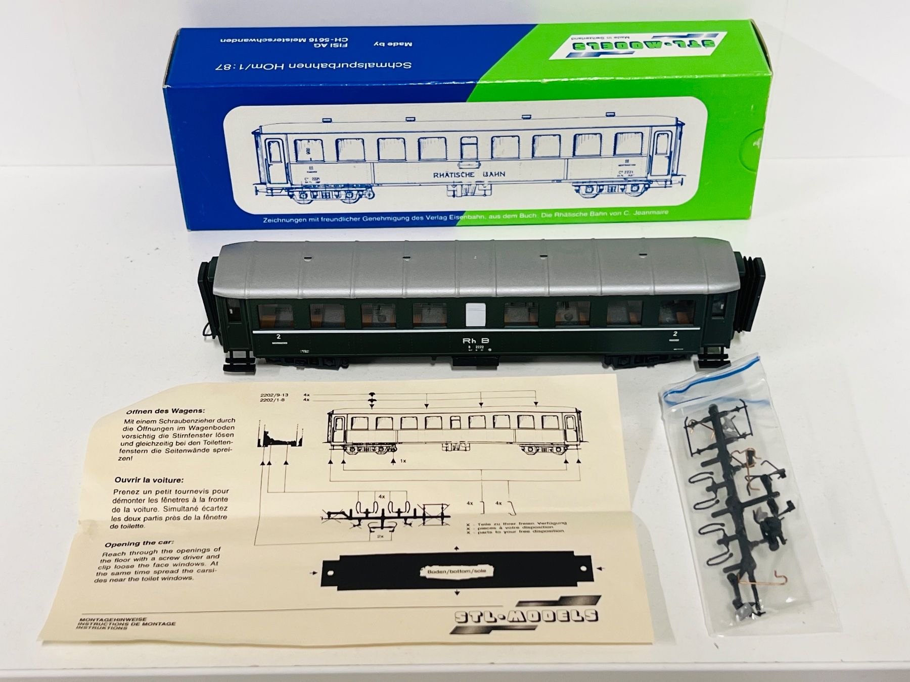 Modellini di ferrovie: STL-Models RhB B 2222 Personenwagen – Nuovo (secondo la descrizione) da Neuenhof venduto da ludovicco