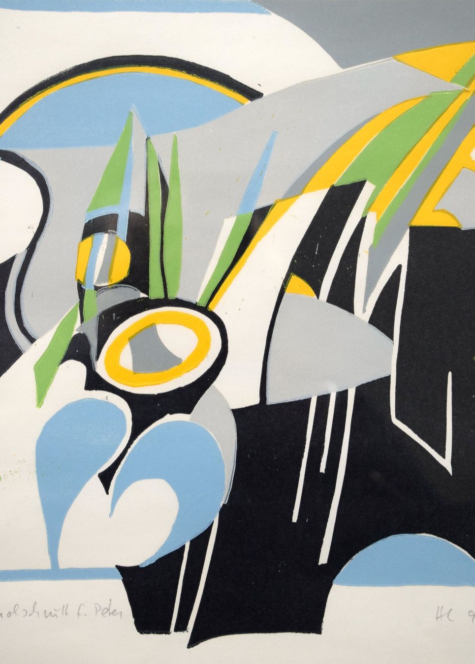 Xilografie: Abstrakt Monogramm HL Abstrakte Kunst monogrammiert – Usato da Zürich venduto da Kunstvoll 3