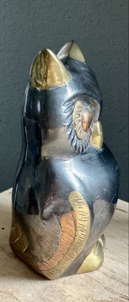 Statuette: Vintage Eule Figur Metall 10.5 cm – Usato da Rothrist venduto da Luckywinner 4