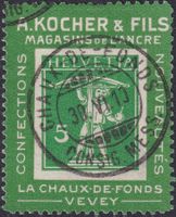 1909, Kochermarke Nr.2c (grün) Kat: 200.-+ Luxusstück!