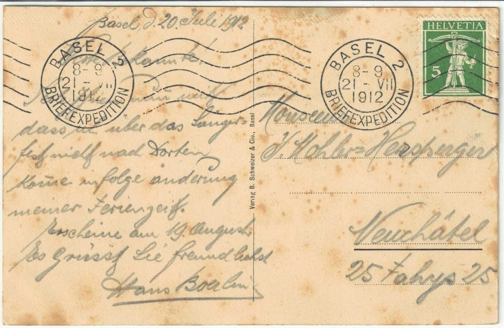 Cartoline postali: 56. Eidg. Turnfest Basel - Juli 1912 – Usato da Ettingen venduto da Kartenplanet 1