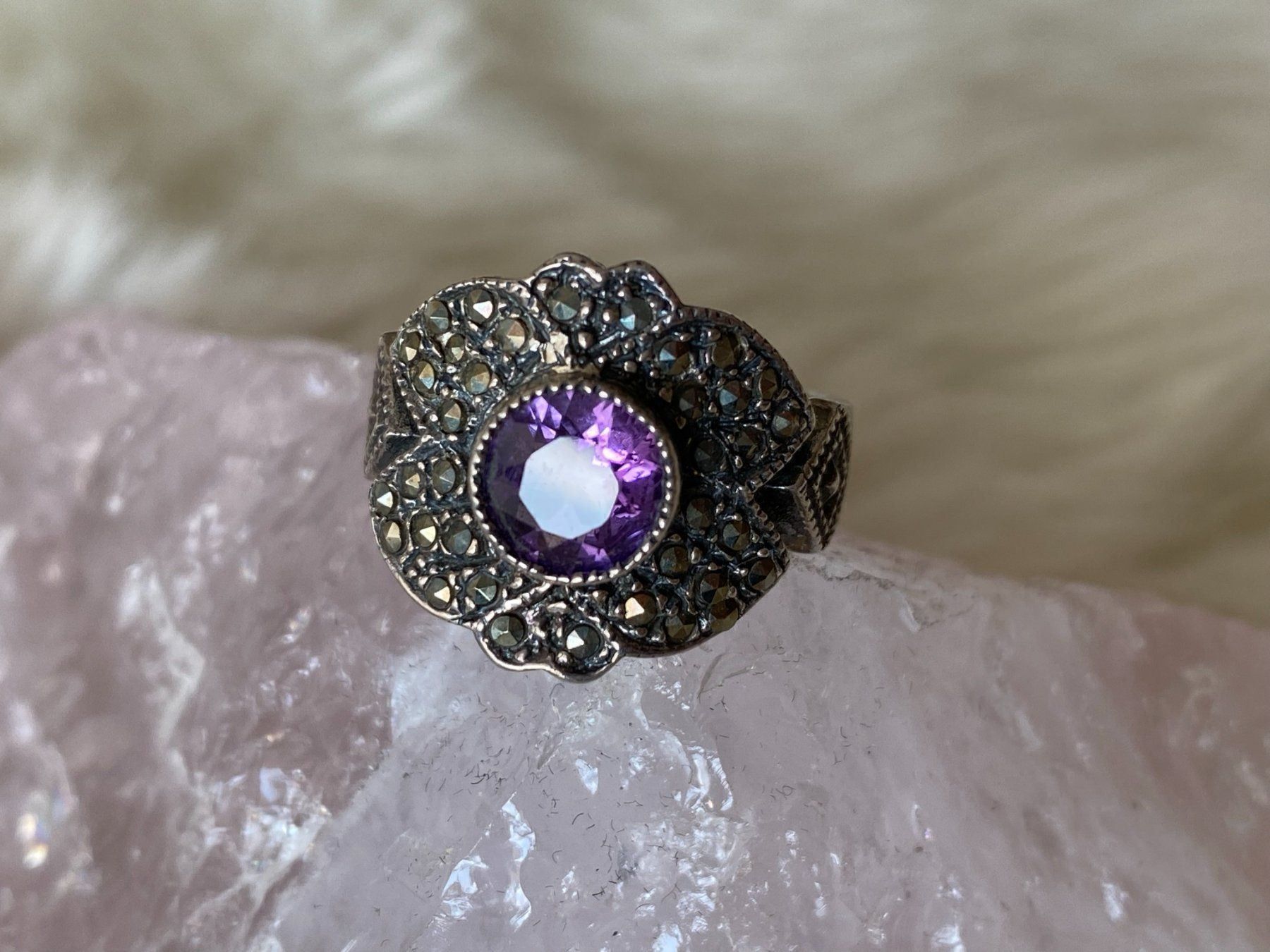 Anelli: Ring Silber 925 mit lila Stein – Usato da Istighofen venduto da Ringparadies