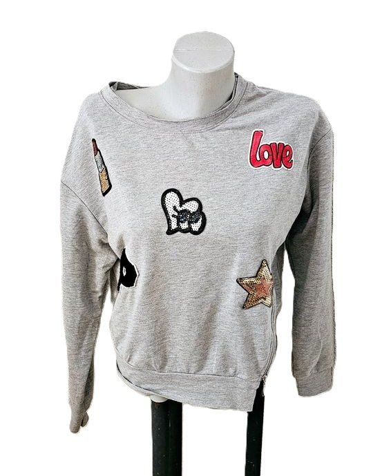 Maglioni & Felpe: Cooler Pulli Gr. S mit Badges / Pailletten LOVE Stern – Usato da Füllinsdorf venduto da Sunnebliemli7 1