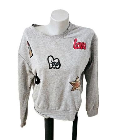Cooler Pulli Gr. S mit Badges / Pailletten LOVE Stern