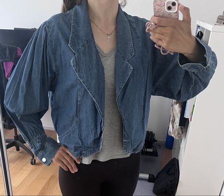 Vintage Jeansjacke mit Puffärmeln