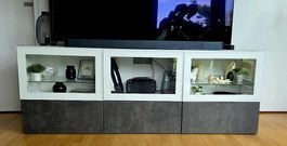 IKEA BESTA TV Bank - Schubladen, Glasböden & -deckplatte
