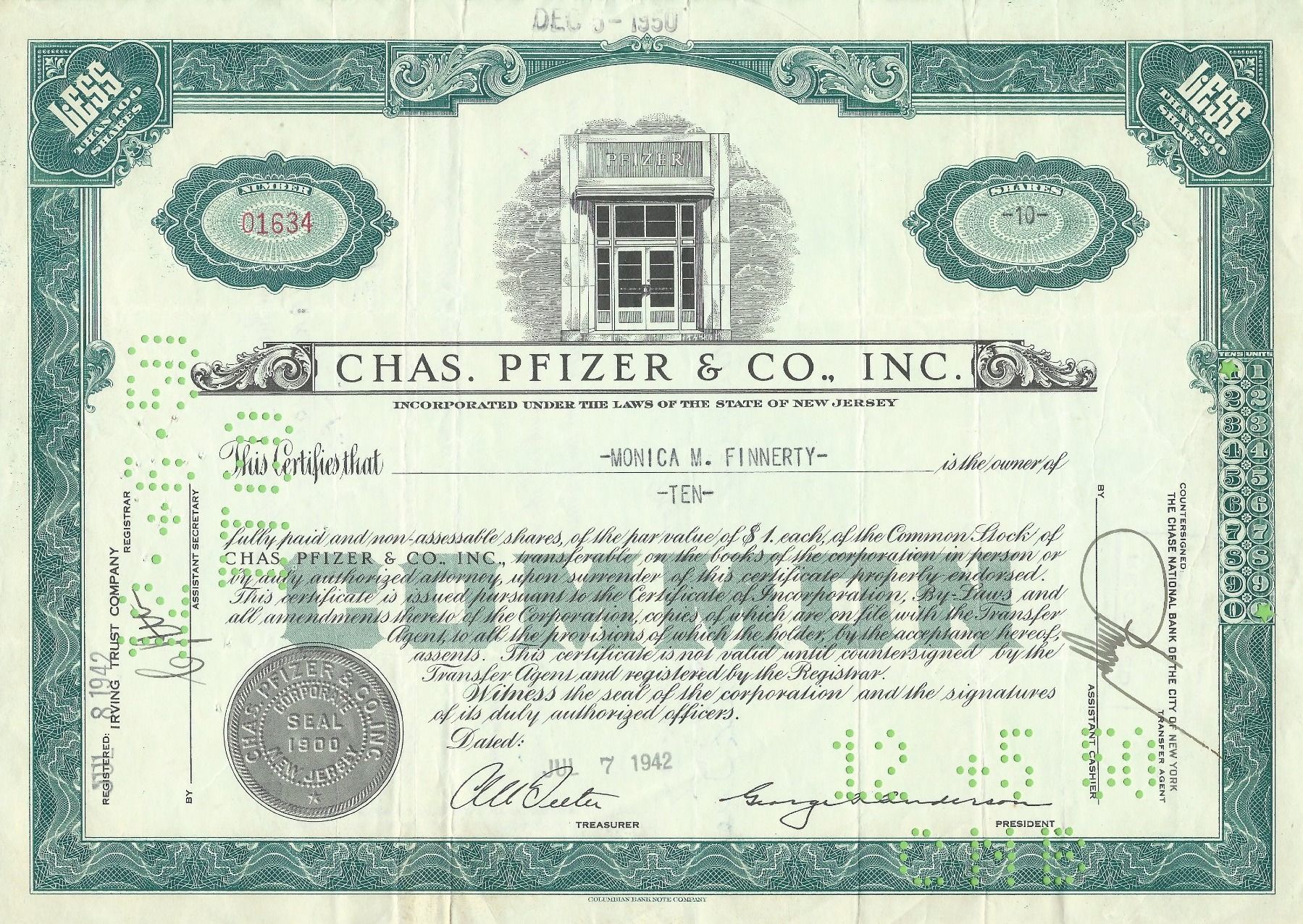 Alle Münzen: Chas. Pfizer & Co. 1942 – Gebraucht aus Zürich von t24_de