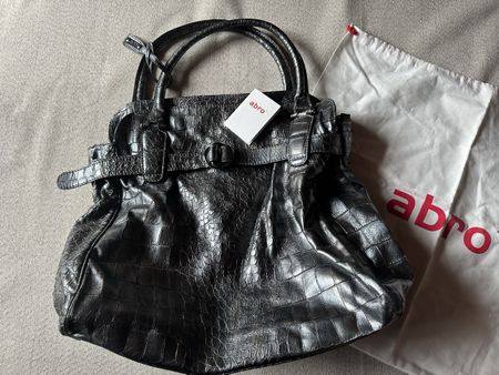 Abro+ Luxus Leder-Handtasche NEU – Kroko-Optik Anthrazit Met