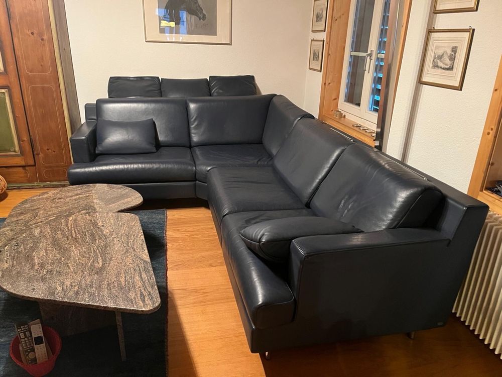Elegante de Sede Eck-Ledercouch, dunkelblau, Top Zustand! (Gebraucht ...