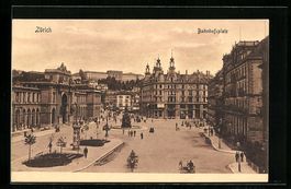 Zürich, Bahnhofsplatz aus der Vogelscha