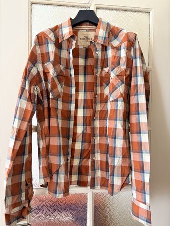 Hollister California Herren Hemd Gr. L – Karo Orange/Blau