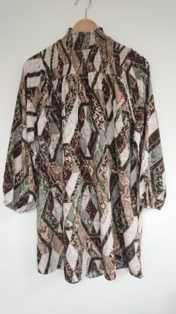 Damen Bluse Tunika H&M Gr. S 38 Olive Beige Braun