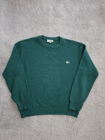 Pull-over Chemise Lacoste vert laine  vintage 80 90