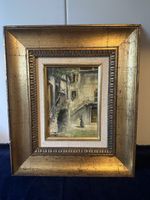 Ölgemälde Dorfmotiv gerahmt guter Zustand 32 x 37 cm