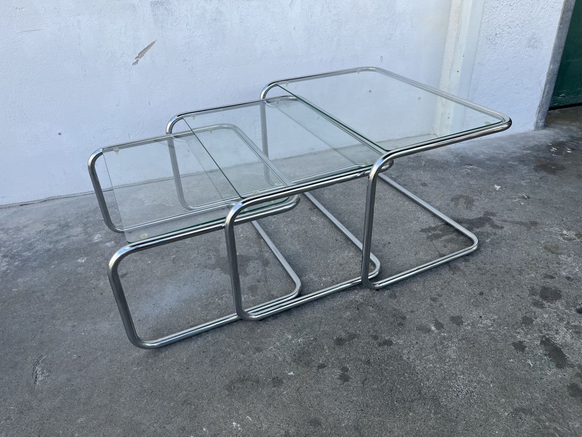 Tische: Mid Century Space Age 3 Satztisch Chrom  – Gebraucht aus Bern von fotolog111