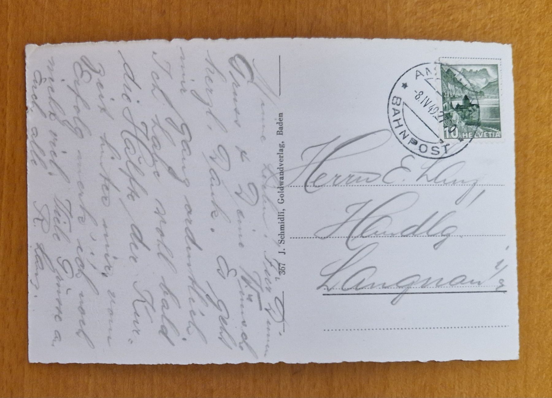 Ansichtskarten: Bad Schinznach, Bahnpoststempel Aarau 1937 – Gebraucht aus Ebikon von Donar50 1