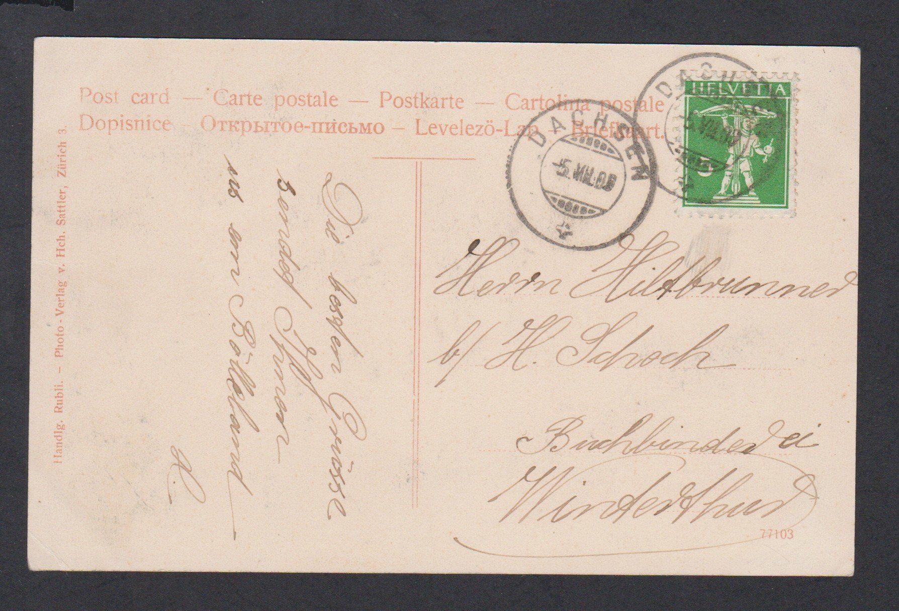 Cartoline postali: Dachsen  ZH   :   alte 3-Bild Ansichtskarte um 1909 – Usato da Vitznau venduto da Ropaku 2