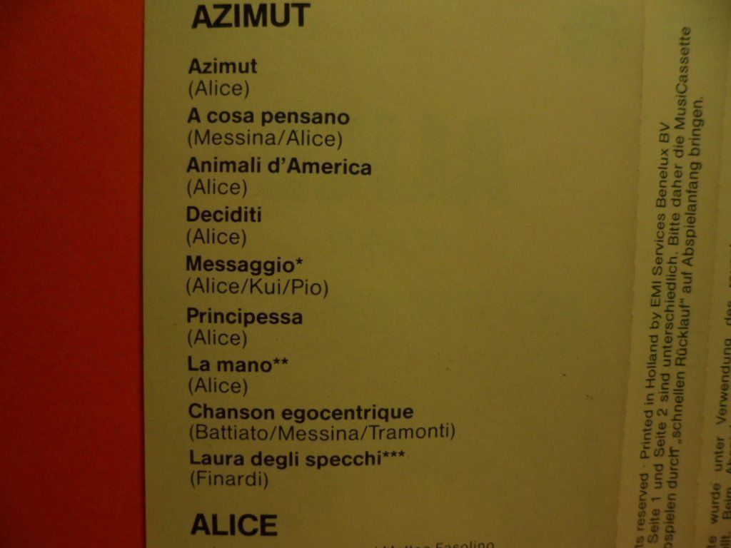Musicassette: ALICE   Azimut – Usato da Langnau i. E. venduto da gf2_29jt 1