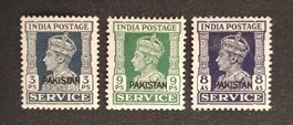 Pakistan 1947, Offizielle BM von Indien, Ovpt. ungestempelt