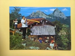 AK Folklore Büchel Bläser am Mythen Kinder Ziegen