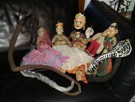 Antike Holz Marionetten Nordindien 9 div. Figuren Cobras RAR