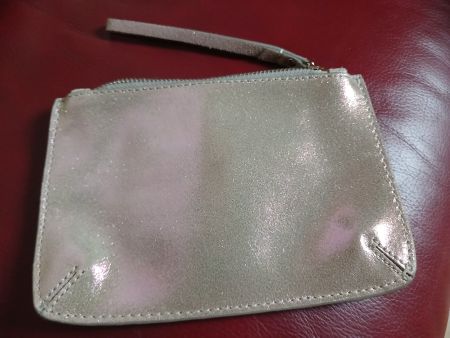 Schimmernde kleine Leder Abendtasche in Pinkgold - Top!