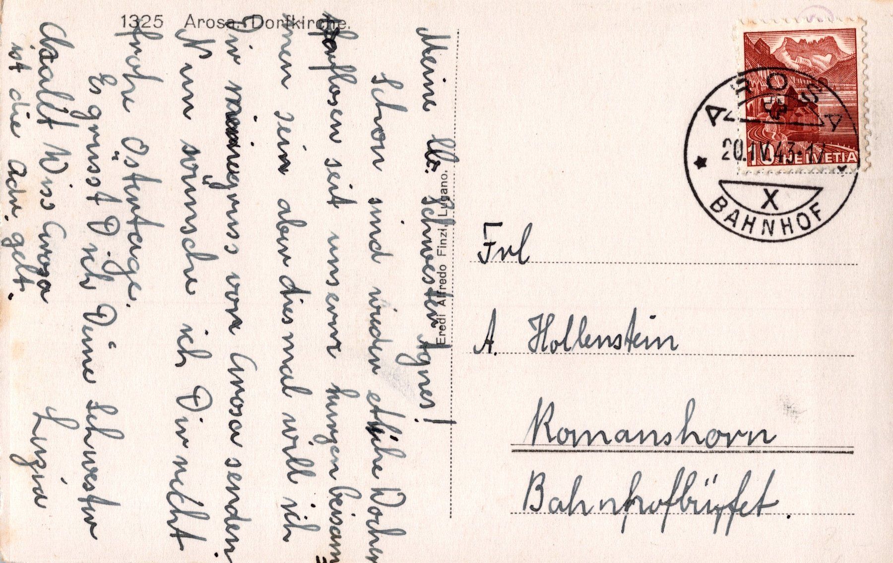 Cartoline postali: 0051 - Postkarte / Ansichtskarte - Arosa Dorfkirche – Usato da Reinach BL venduto da Boston-Verkauf 1