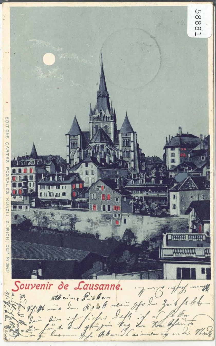 Cartoline postali: Souvenir de Lausanne - Mondschein – Usato da Ettingen venduto da Kartenplanet