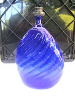 Antike blaue Glasflasche mit Zinnverschluss, Vintage Deko!