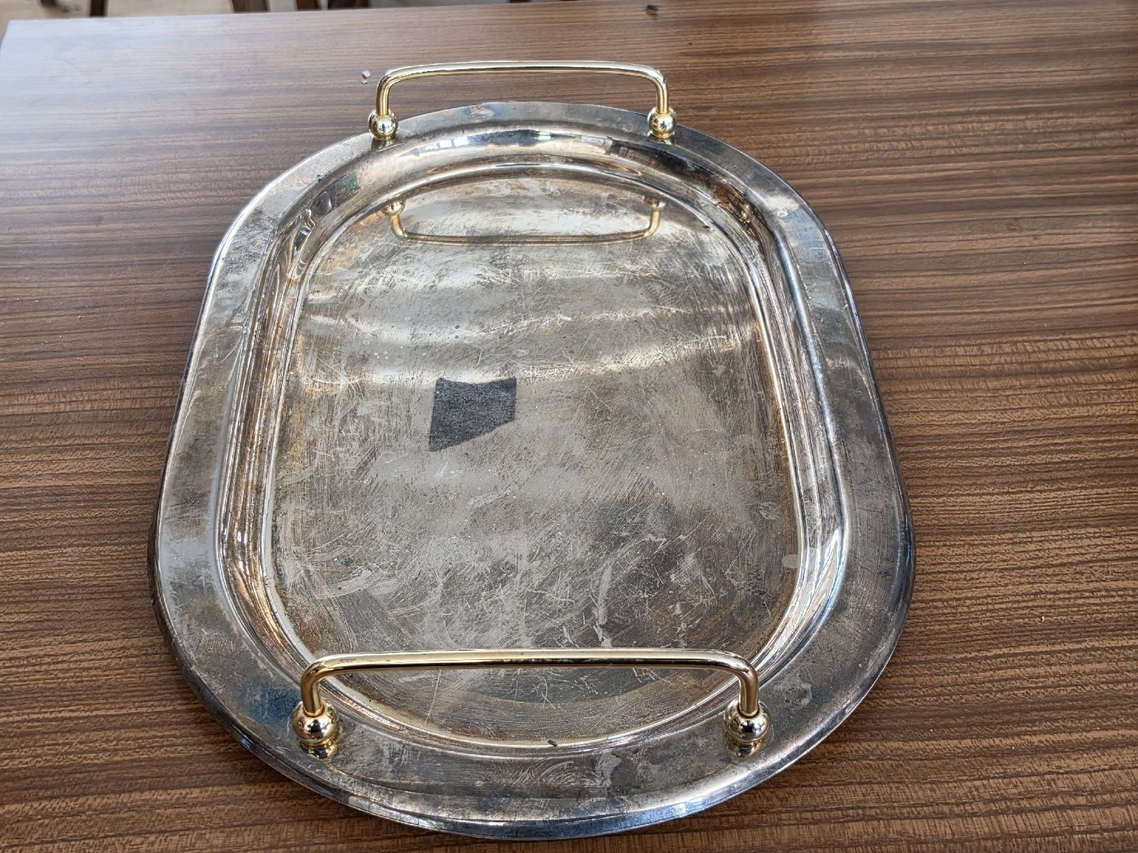Piatti di portata: Tablett oval mit Griffen versilbert gebraucht – Usato da Mettlen venduto da elios0888 5