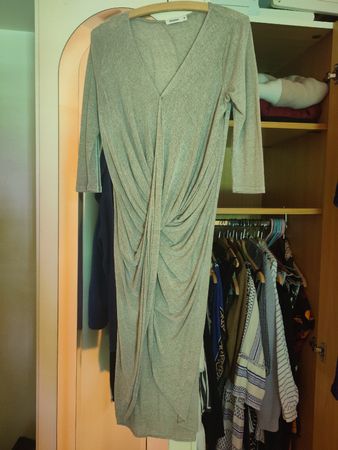 Pullover- Kleid, V-Ausschnitt, grau, Grösse M