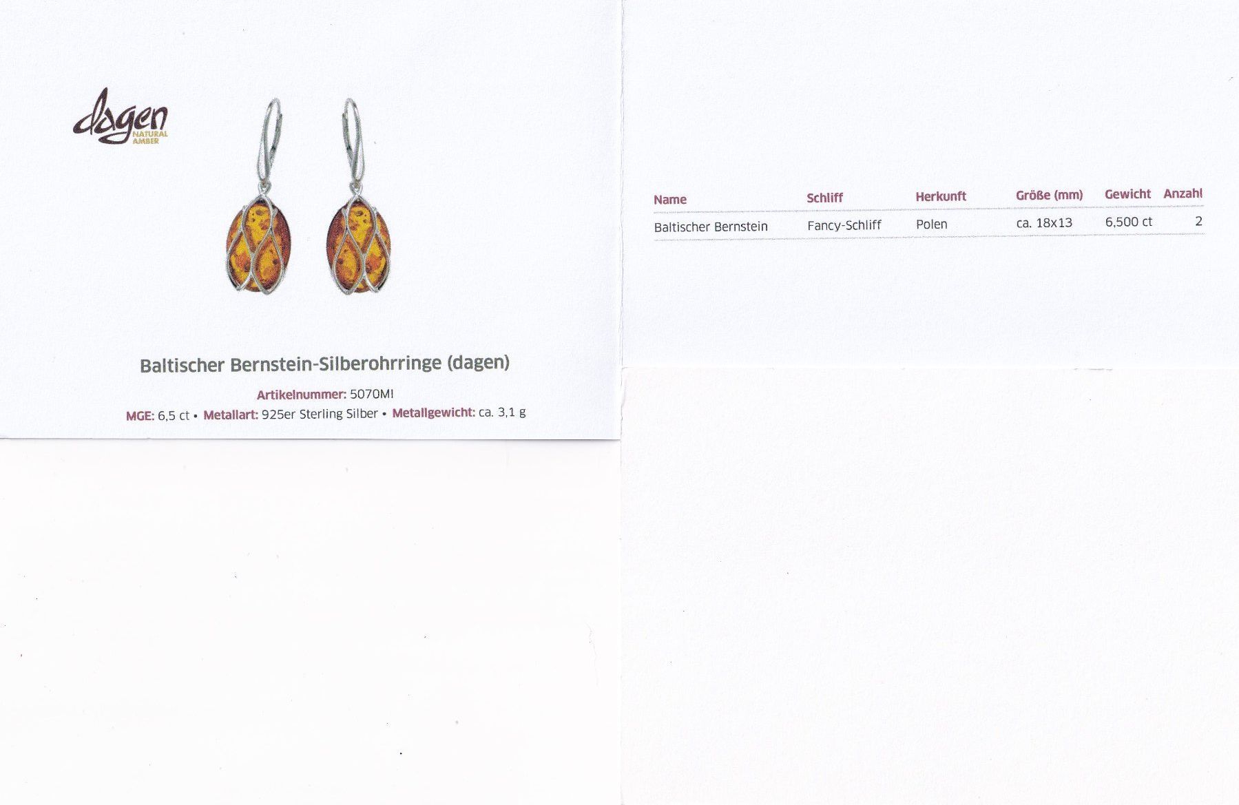 Orecchini pendenti & Orecchini a lobo: Echtschmuck: Silberohrringe Baltischer Bernstein – Nuovo (secondo la descrizione) da Zuchwil venduto da maumauchi 1