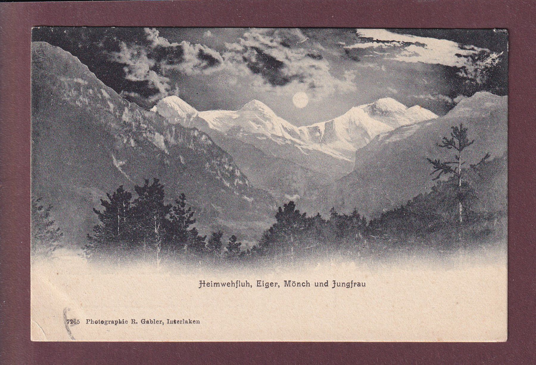 Ansichtskarten: HEIMWEHFLUH - Mondschein - 1907 – Gebraucht aus Pully von nicecards