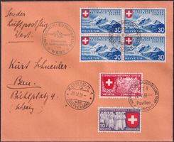 1939, LUXUS-Swissair-Flug WEST mit Nr.222-224, Kat: 180.-++