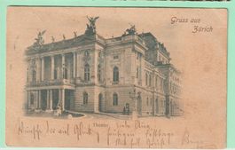 AK Zürichl Theater Kleinformat sw Lithograpie  Zürich