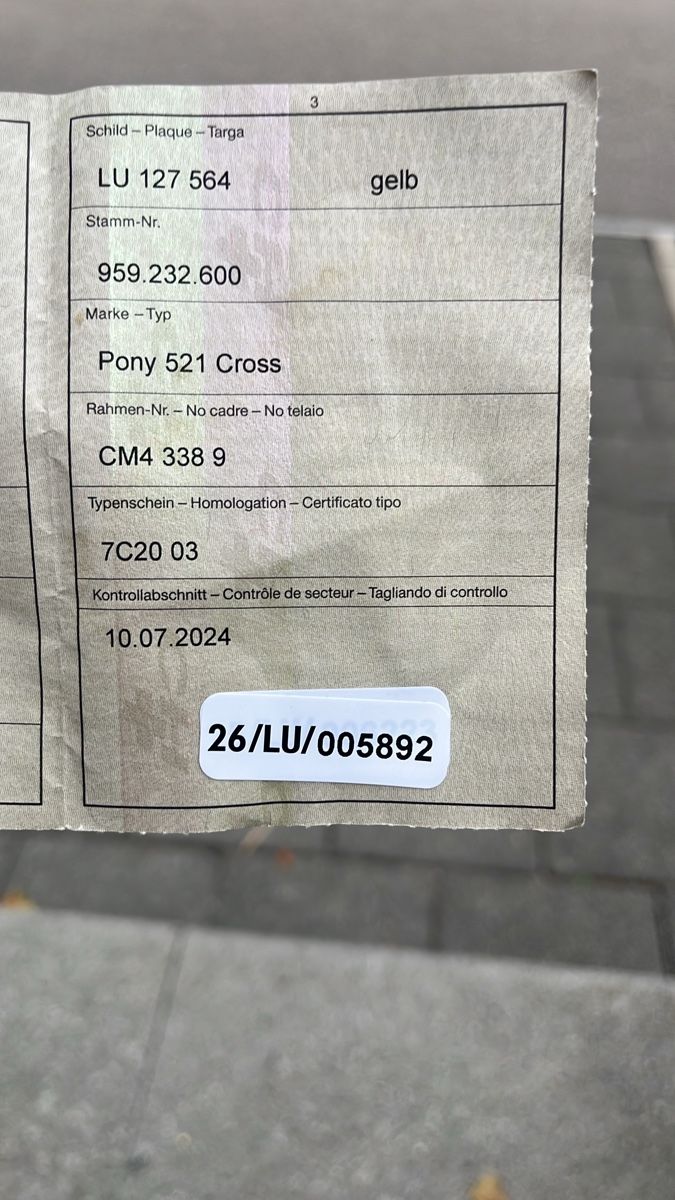 Pony Mofas: Pony 521 Cross Töfli – Gebraucht aus Rickenbach LU von Haefliger03 9