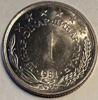 Münze 1 Jugoslawischer Dinar Jahrgang 1981 guter Zustand