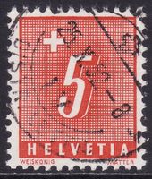 Portomarke SBK-Nr. 54y (Ziffer und Kreuz 1938) gestempelt