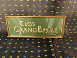 Werbe Karton orig. Glas Gerahmt Clos Grand Brule - Yverdon
