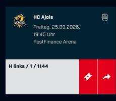 1 Sitzplatz SCB - HC Ajoie / 25.09.2026 / 19.45 Uhr