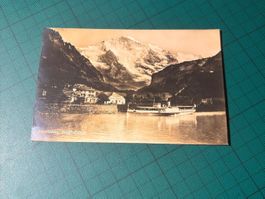 Interlaken Schiffstation 1926. mit Dampfschiff.