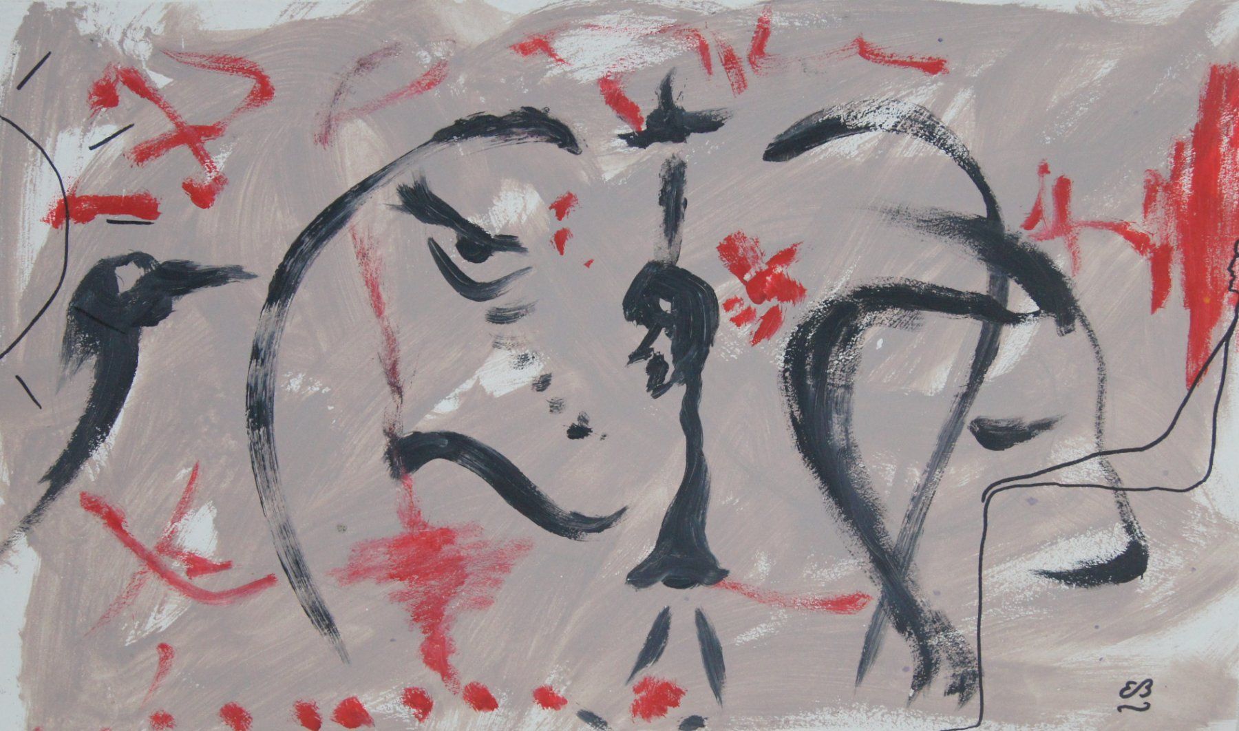Gemälde: Gemälde: Faces with figure – Gebraucht aus Fribourg von erw_68dx