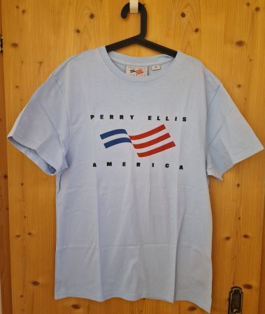 Perry Ellis Vintage T-Shirt Hellblau Gr. M - Top neuwerting
