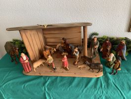 Komplette Weihnachtskrippe Hugler Brienz 22 teilig 