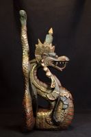 Dekorative Drachenfigur Holz handgeschnitzt, Schnitzerei