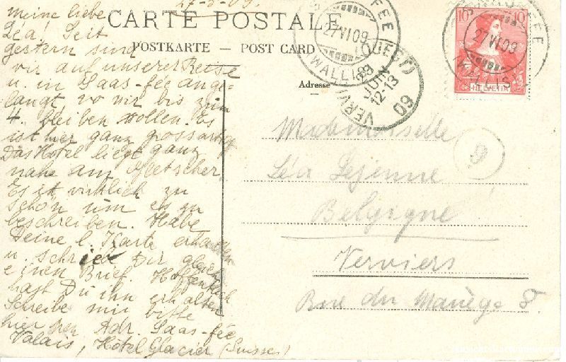 Cartoline postali: Saas Fee - Alpenlandschaft + 1909 – Usato da Emmenbrücke venduto da teestube 1