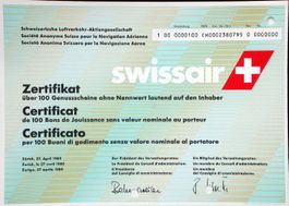 Swissair Schweiz. Luftverkehr-AG, Zürich - 1989 (100er)