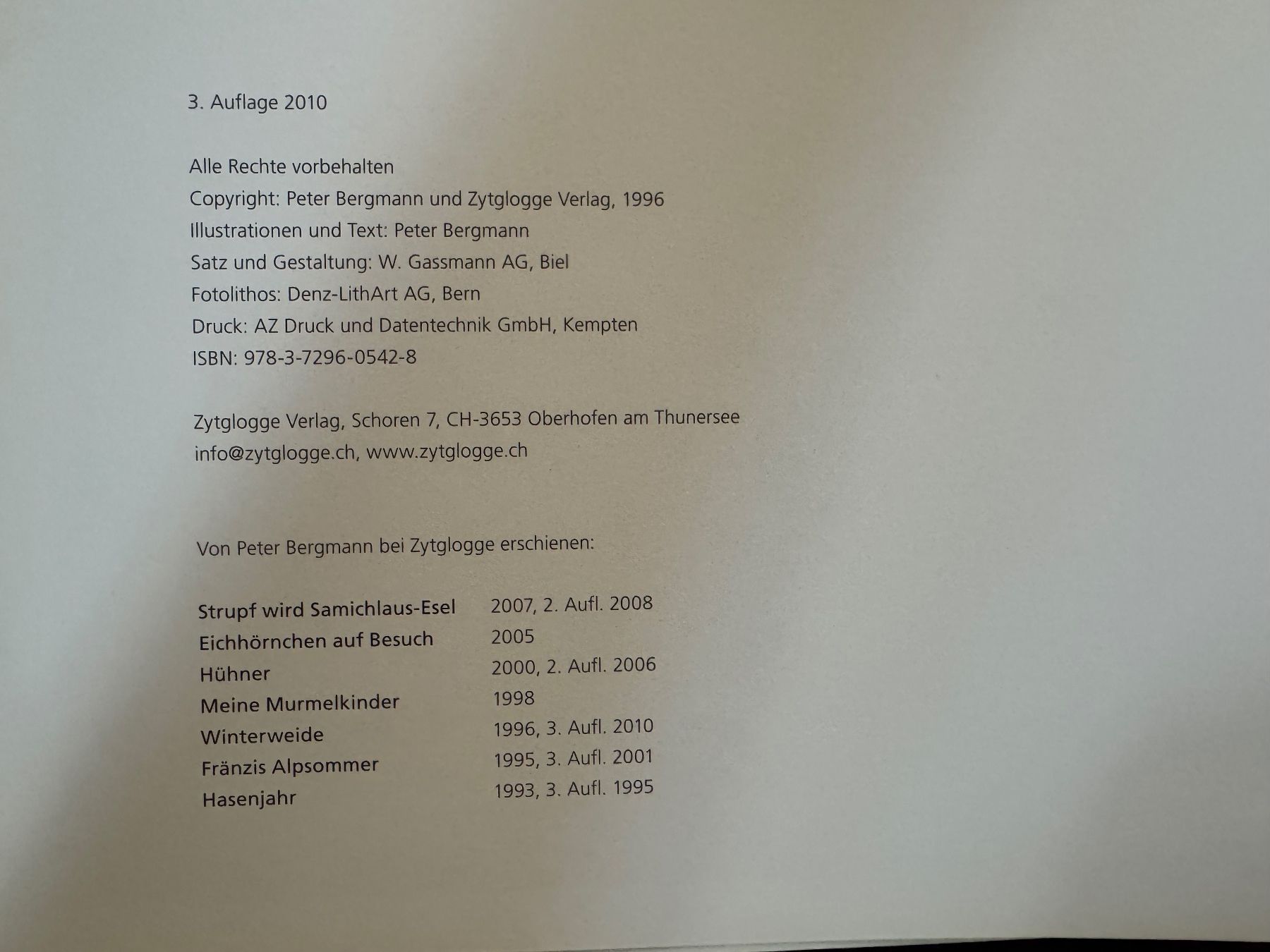 Libri: Winterweide von Peter Bergmann – Usato da Bäriswil BE venduto da der_salat 5