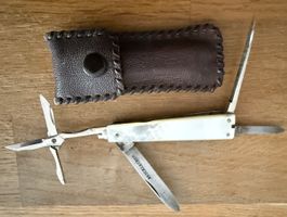 Antikes Taschenmesser Brucklacher mit Perlmuttgriff und Etui