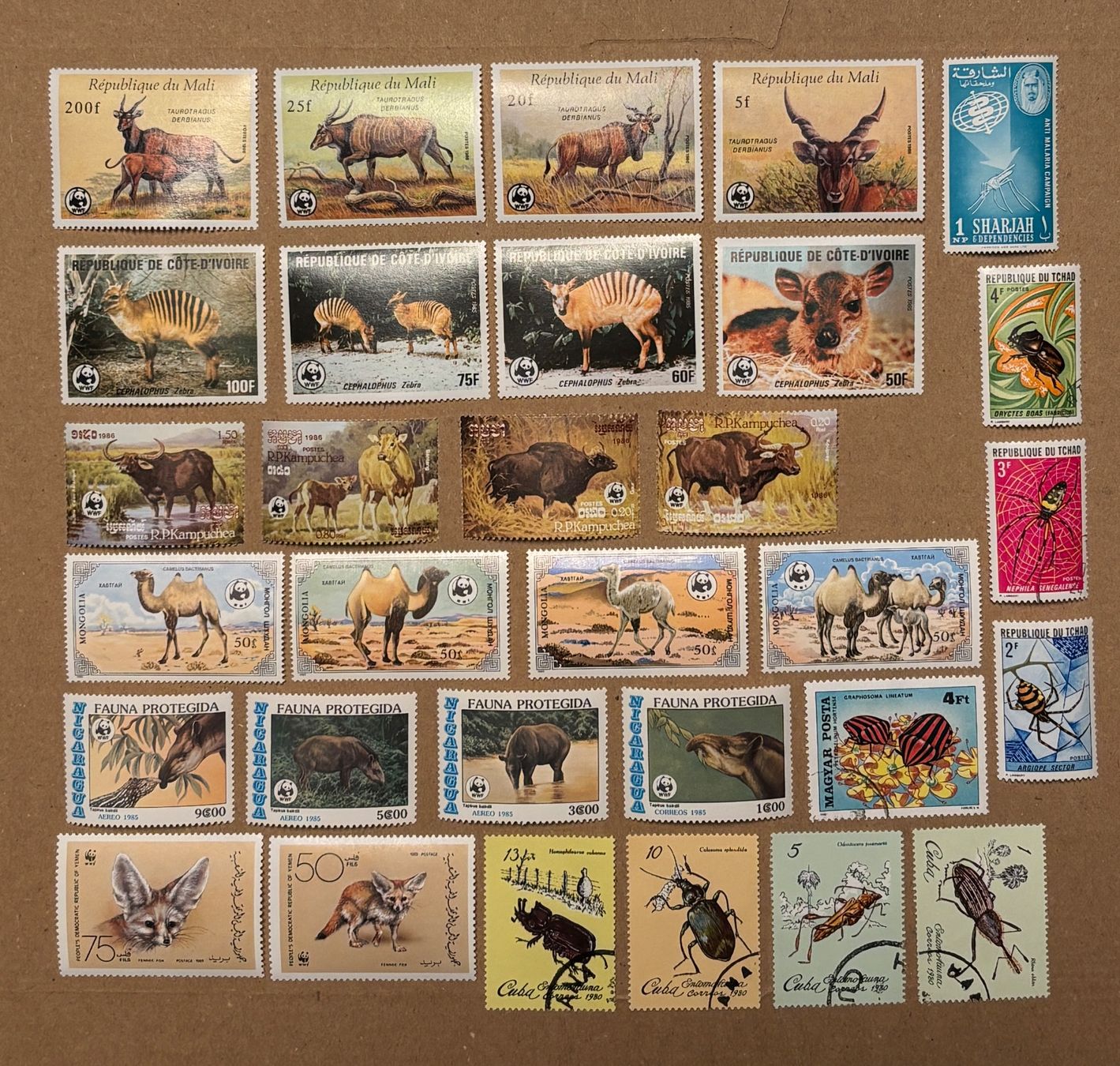 Alle Briefmarken: 27 verschiedene Briefmarken div. Länder mit Wildtieren – Gebraucht aus Baar von bricksandmore